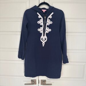 Lilly Pulitzer Jersey Style Hooded Dress - Navy Blue/White Size S